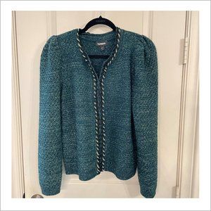 Express Emerald Teal Sweater/Jacket with Chain Detail